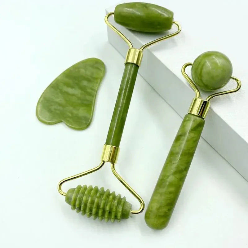 Double-Ended Roller & Gua Sha Set for Face, Body, and Foot Massage