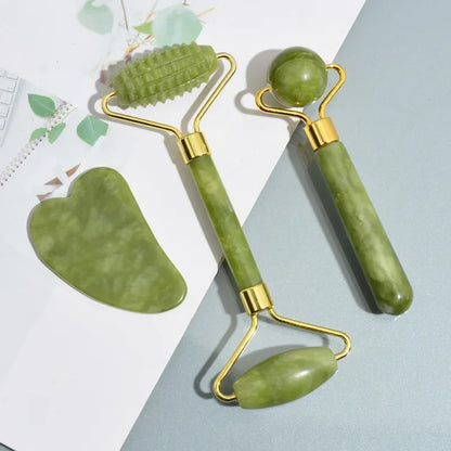 Double-Ended Roller & Gua Sha Set for Face, Body, and Foot Massage