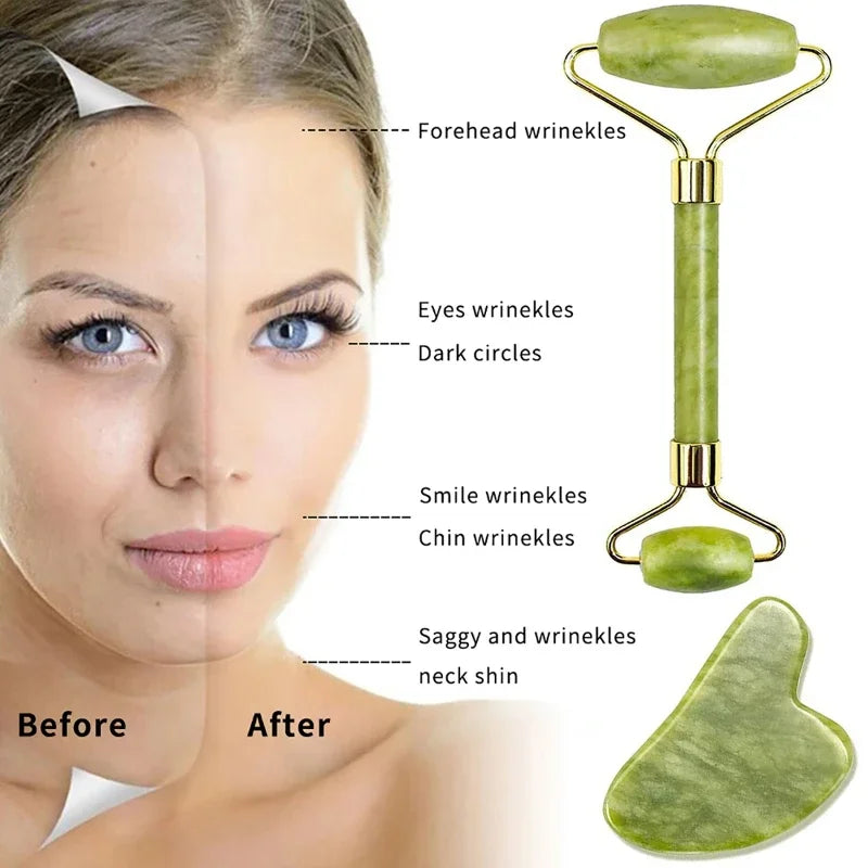 Double-Ended Roller & Gua Sha Set for Face, Body, and Foot Massage